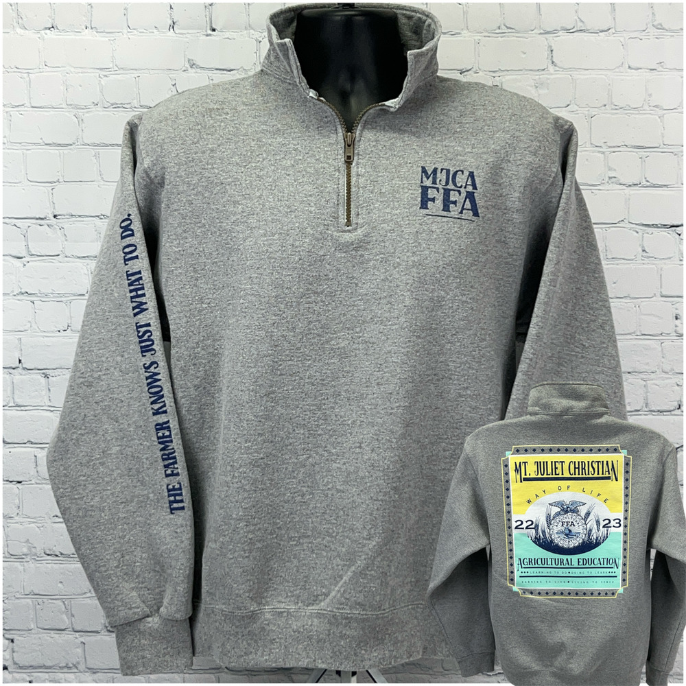 Mt Juliet Christian Academy FFA 2022 2023 Quarter Zip Sweatshirt M Medium Gray